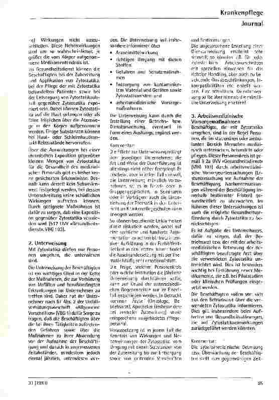 Vorschauseite 2: Umgang mit Zytostatika - was ist zu beachten? Teil 1 Aus der Zentralapotheke der med. Hochschule Hannover