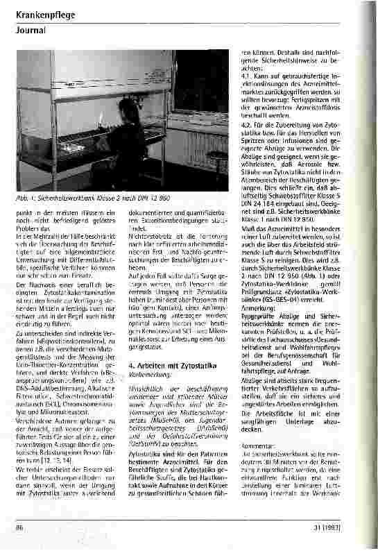 Vorschauseite 3: Umgang mit Zytostatika - was ist zu beachten? Teil 1 Aus der Zentralapotheke der med. Hochschule Hannover