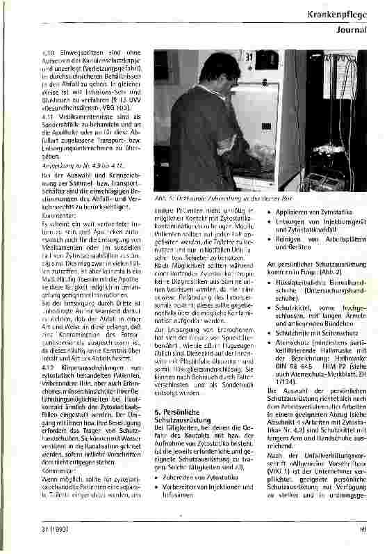 Vorschauseite 6: Umgang mit Zytostatika - was ist zu beachten? Teil 1 Aus der Zentralapotheke der med. Hochschule Hannover