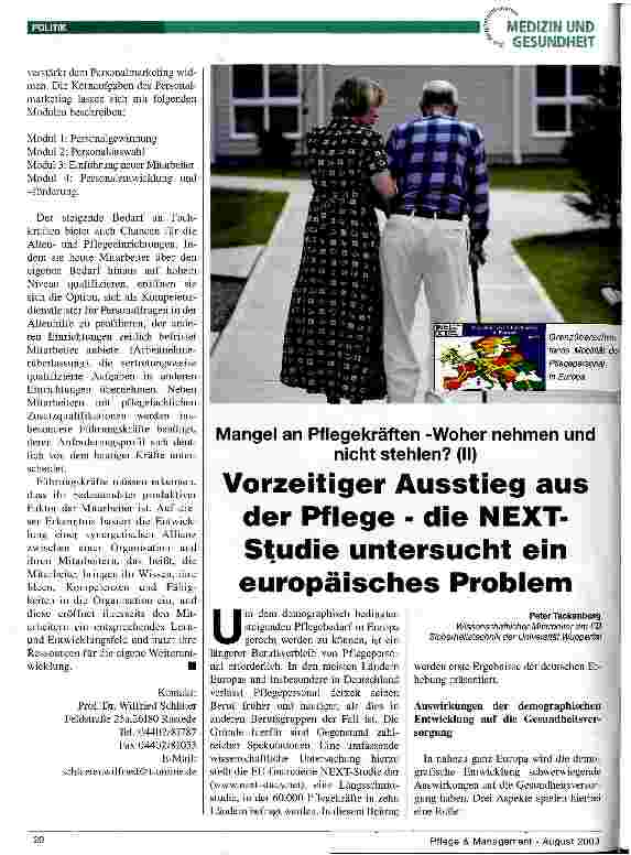 Vorschauseite 2: Personalmarketing - eine Zukunftsaufgabe in der Altenpflege Mangel an Pflegekräften - Woher nehmen und nicht stehlen? (I)