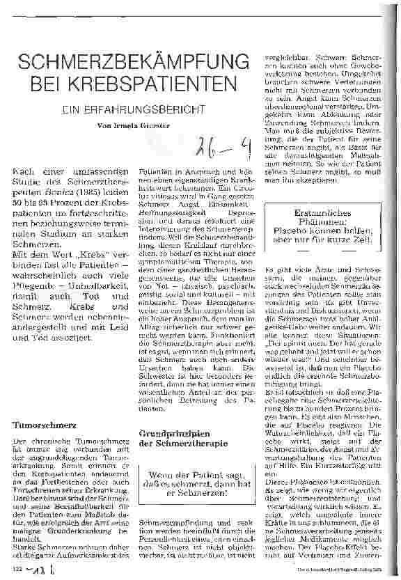 Vorschauseite 1: Schmerzbekämpfung bei Krebspatienten Ein Erfahrungsbericht