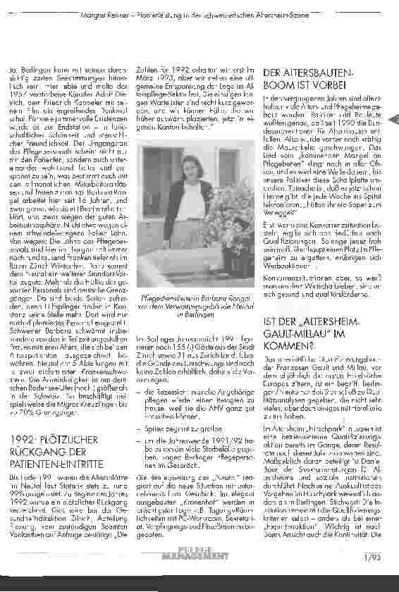 Vorschauseite 3: Pionierleistung in der schweizerischen Altersheim-Szene: Berlinger Altersinstitutionen ließen sich qualifizieren