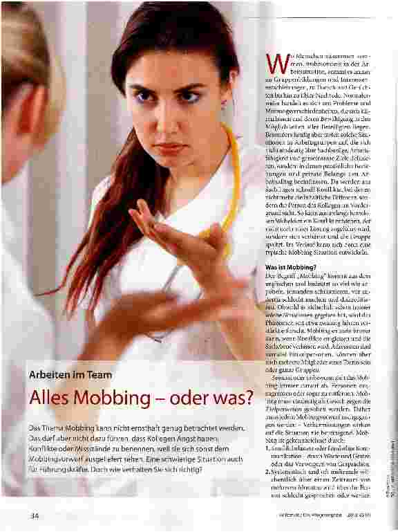 Vorschauseite 1: Arbeiten im Team Alles Mobbing - oder was?