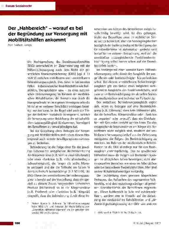 Vorschauseite 1: Der „Nahbereich - worauf es bei der Begründung zur Versorgung mit Mobilitätshilfen ankommt