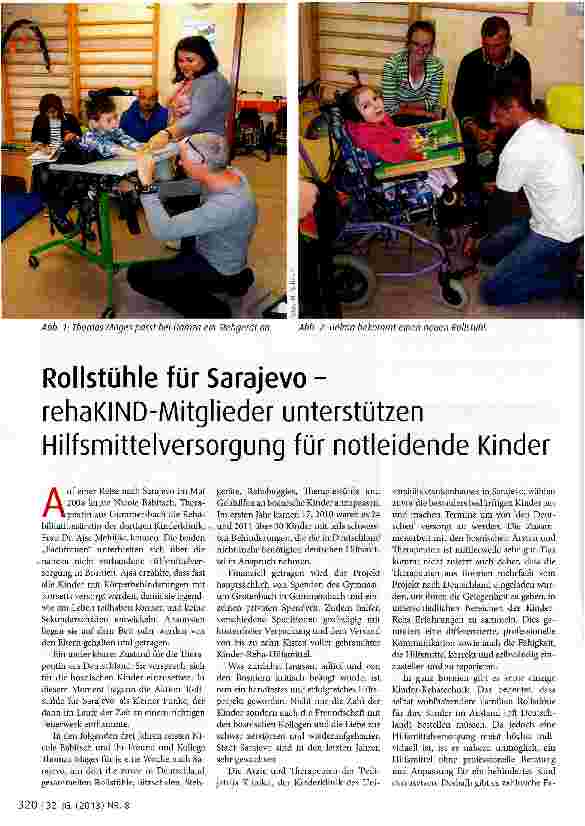 Vorschauseite 1: Rollstühle für Sarajevo - rehaKIND-Mitglieder unterstützen Hilfsmittelversorgung für notleidende Kinder