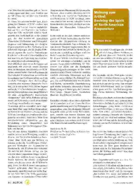 Vorschauseite 5: Die Renaissance der Akupunkturmethoden in Nordamerika
