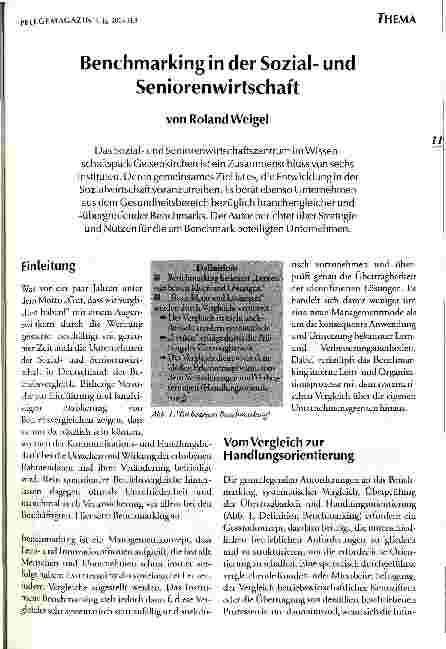 Vorschauseite 1: Benchmarking in der Sozialund Seniorenwirtschaft