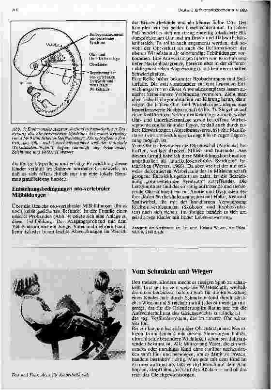 Vorschauseite 4: Angeborene Ohrund Wirbelkörperdysplasien beim oto-vertebralen Syndrom. - Die Kinderkrankenpflege