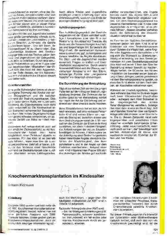 Vorschauseite 1: Knochenmarkstransplantation im Kindesalter (KMT)