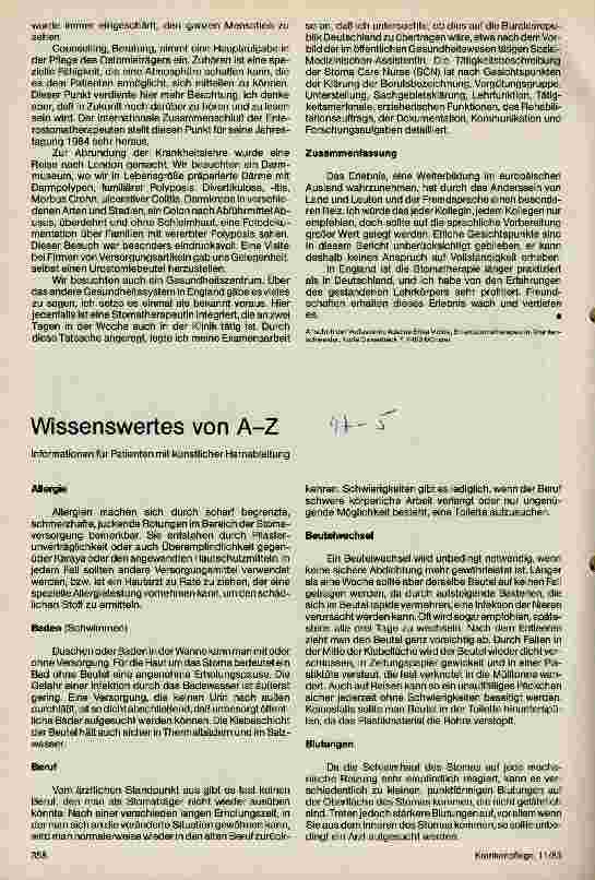 Vorschauseite 1: Wissenswertes von A - Z Informationen für Patienten mit künstlicher Harnableitung