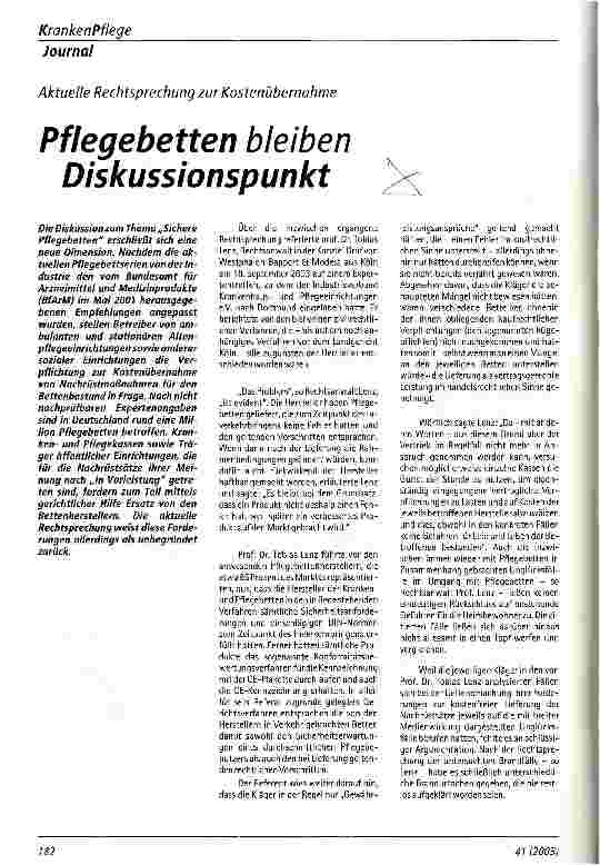 Vorschauseite 1: Pflegebetten bleiben Diskussionspunkt