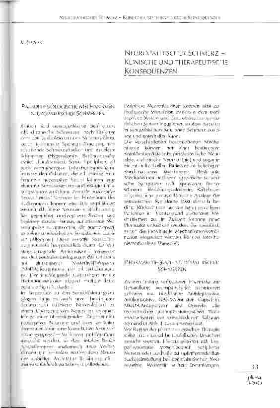 Vorschauseite 1: Neuropathischer Schmerz - klinische und therapeutische Konsequenzen