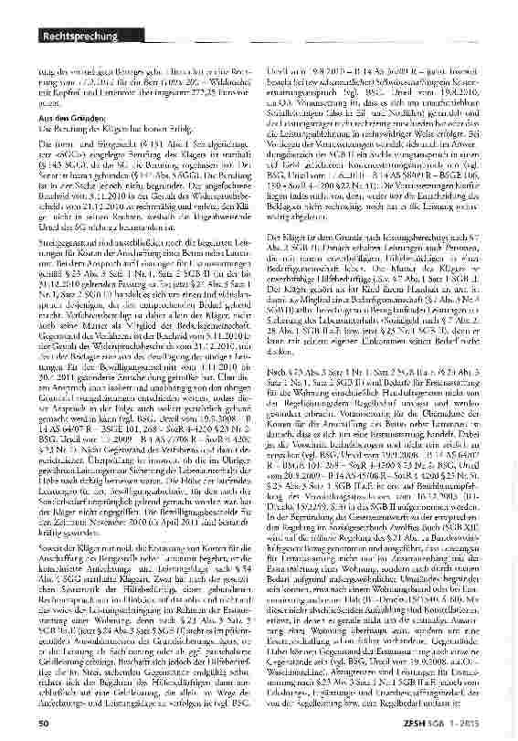 Vorschauseite 2: Wohnungserstausstattung für SGB-II-Leistungsberechtigten; Anschaffung eines Jugendbettes im Austausch für Kinderbett; kein Anspruch auf Kostenübernahme; Bestandteil des Regelbedar…