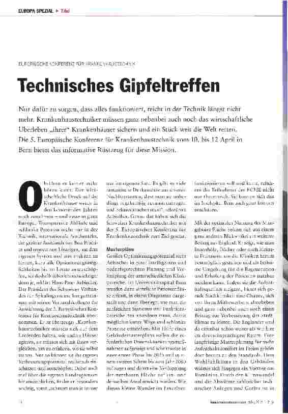 Vorschauseite 1: Technisches Gipfeltreffen