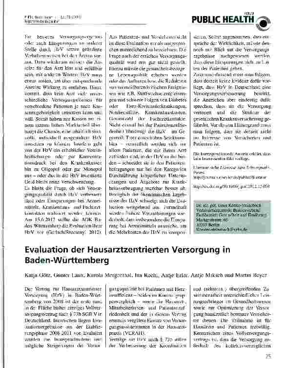 Vorschauseite 2: Hausarztzentrierte Versorgung - im Interesse der Patienten?