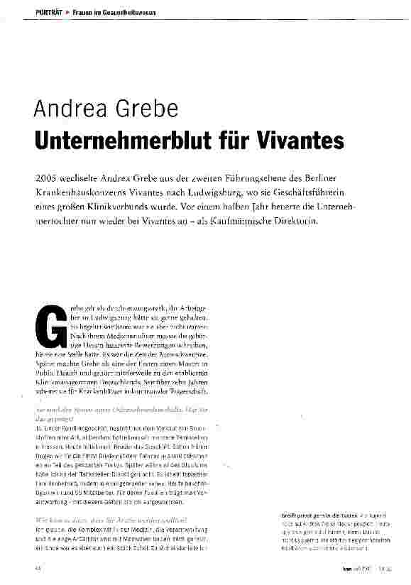 Vorschauseite 1: Andrea Grebe Unternehmerblut für Vivantes