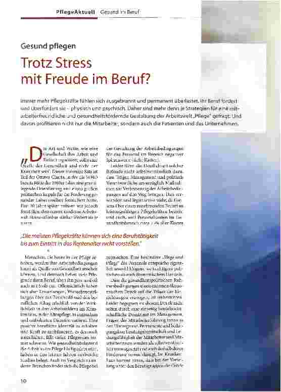 Vorschauseite 1: Trotz Stress mit Freude im Beruf?