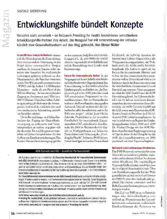 Vorschauseite 1: Entwicklungshilfe bündelt Konzepte