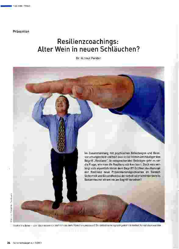 Vorschauseite 1: Resilienzcoachings: Alter Wein in neuen Schläuchen?