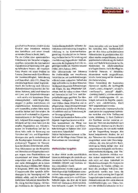 Vorschauseite 2: Pflege erwachsener Patient(inn)en mit Lern-und Körperbehinderungen im Akutkrankenhaus -ein systematisches Review