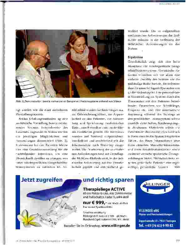 Vorschauseite 2: Robotergestütztes Gangrehabilitationssystem Physiotherapeutisches Handlungsfeld: Wissenschaft und Forschung