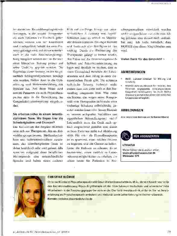 Vorschauseite 4: Robotergestütztes Gangrehabilitationssystem Physiotherapeutisches Handlungsfeld: Wissenschaft und Forschung