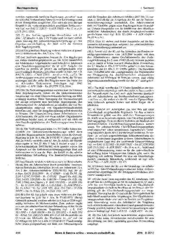 Vorschauseite 4: Einkommenssicherungszulage nach §7 Abschn. A Abs. 1 TV UmBw -Gleichbehandlung - Normvollzug - Maßregelung