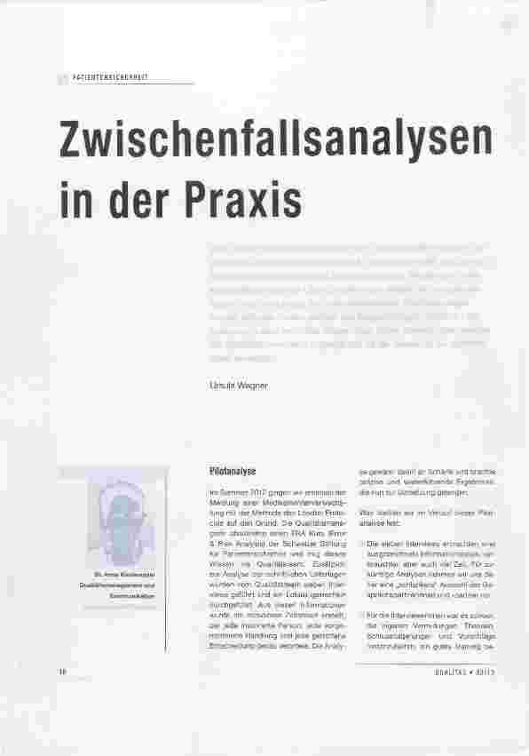 Vorschauseite 1: Zwischenfallsanalysen In der Praxis