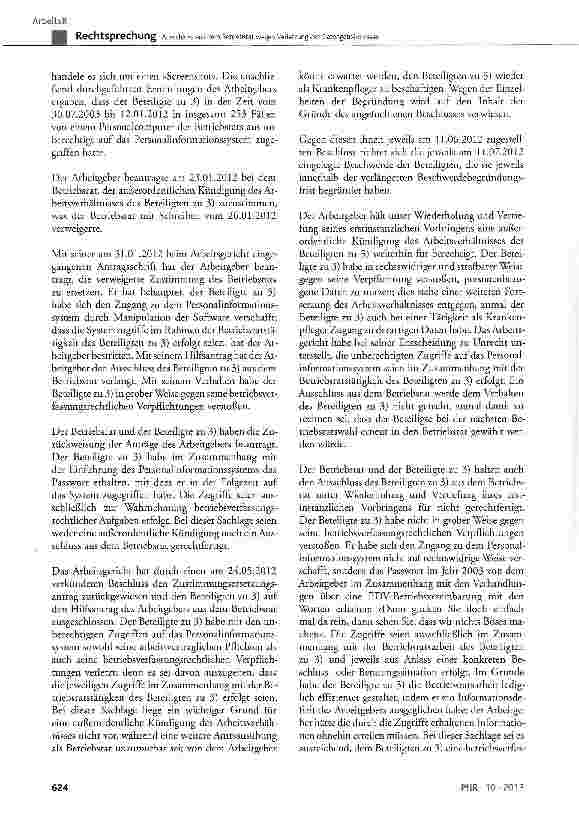 Vorschauseite 2: Ausschluss aus dem Betriebsrat wegen Verletzung des Datengeheimnisses BetrVG § 23