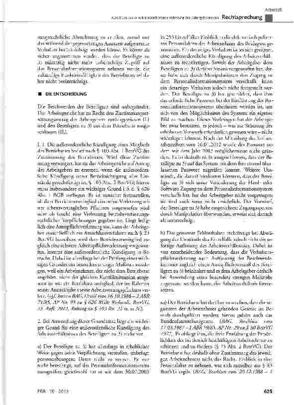 Vorschauseite 3: Ausschluss aus dem Betriebsrat wegen Verletzung des Datengeheimnisses BetrVG § 23