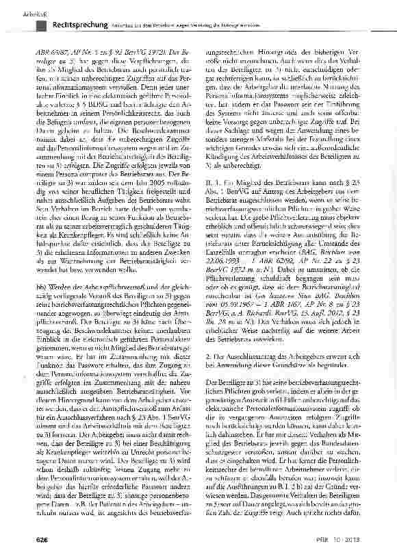 Vorschauseite 4: Ausschluss aus dem Betriebsrat wegen Verletzung des Datengeheimnisses BetrVG § 23
