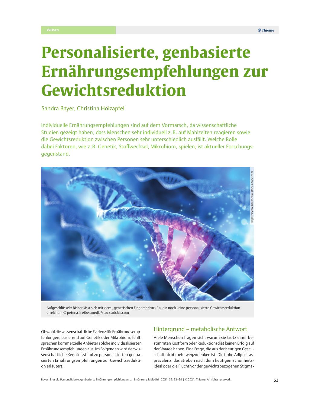 Vorschauseite 1: Personalisierte, genbasierte Ernährungsempfehlungen zur Gewichtsreduktion