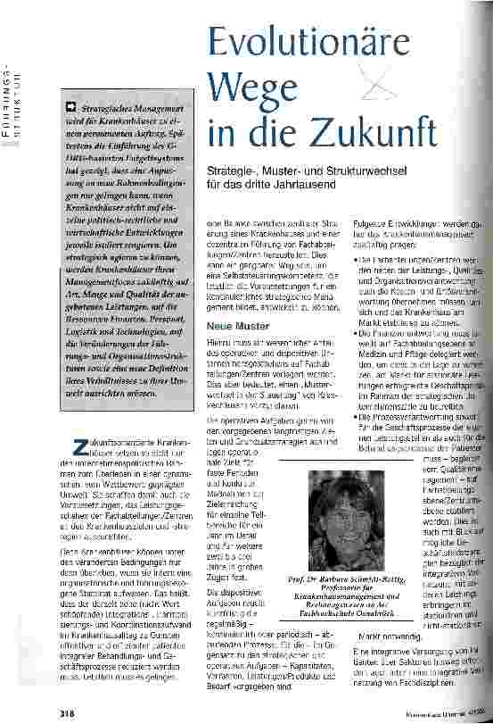 Vorschauseite 1: Evolutionäre Wege in die Zukunft Strategie-, Musterund Strukturwechsel für das dritte Jahrtausend