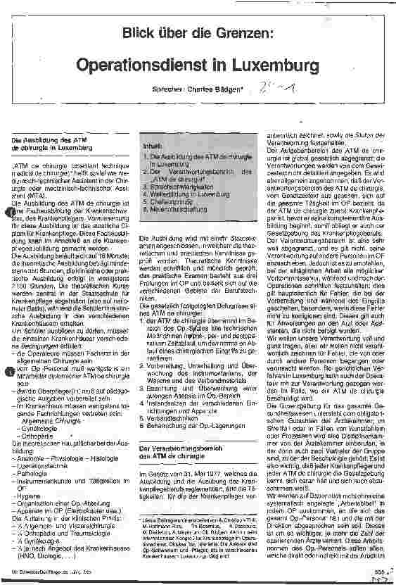 Vorschauseite 1: Operationsdienst in Luxemburg
