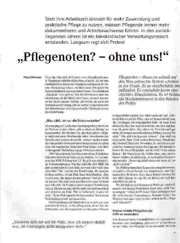 Vorschauseite 1: Pflegenoten? - ohne uns!