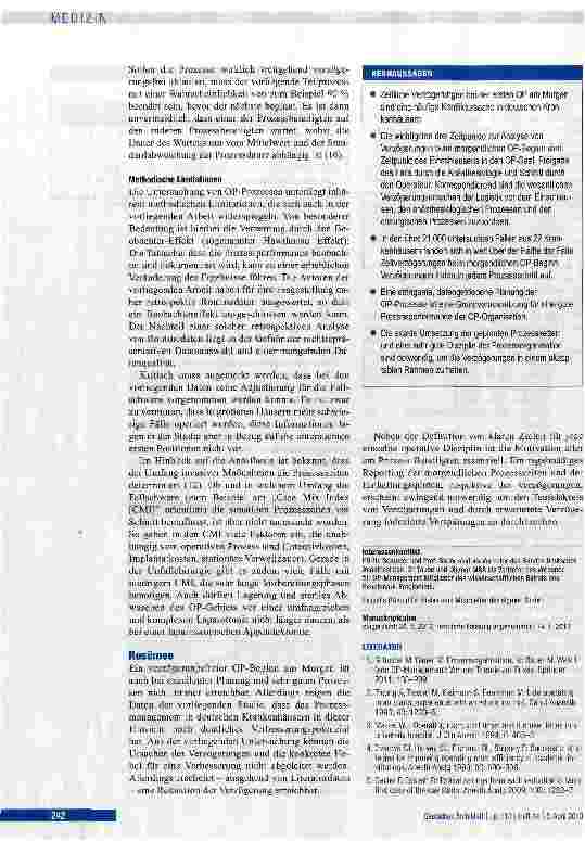 Vorschauseite 6: Verzögerungen beim morgendlichen Operationsbeginn