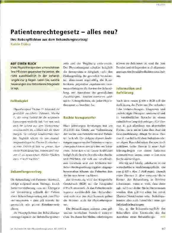 Vorschauseite 1: Patientenrechtegesetz - alles neu?