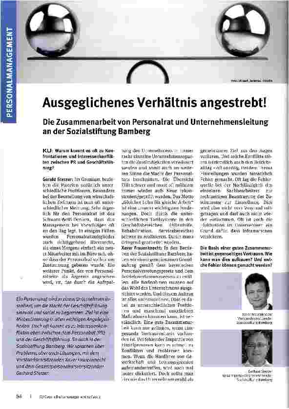 Vorschauseite 1: Ausgeglichenes Verhältnis angestrebt!