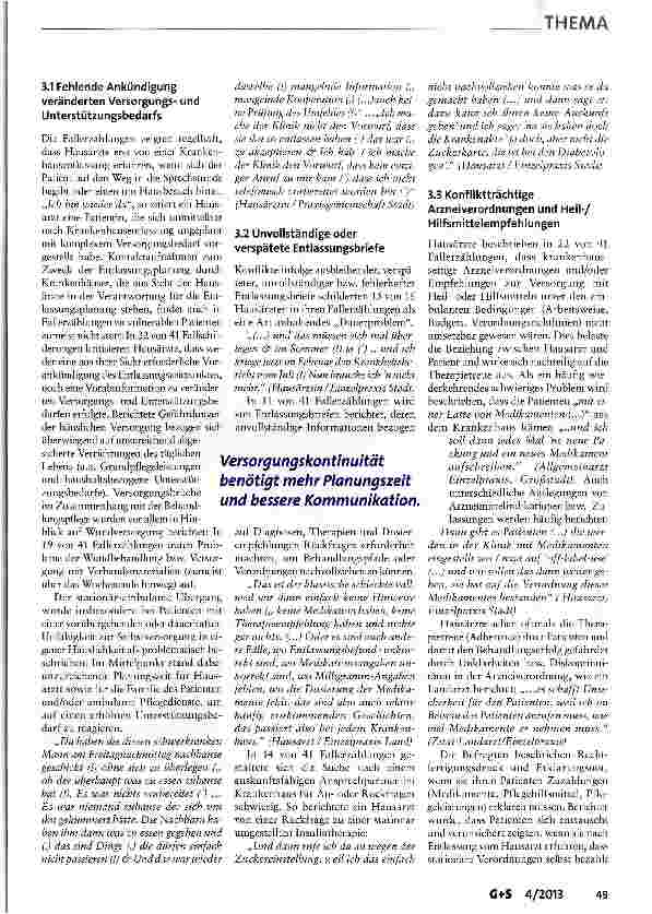 Vorschauseite 3: Verkürzte Liegezeiten und Probleme hausärztlicher Anschlussversorgung: Eine qualitative Fallstudie zum Sektorenübergang