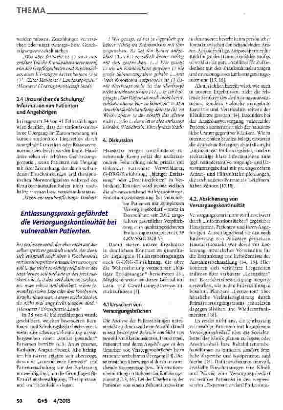 Vorschauseite 4: Verkürzte Liegezeiten und Probleme hausärztlicher Anschlussversorgung: Eine qualitative Fallstudie zum Sektorenübergang