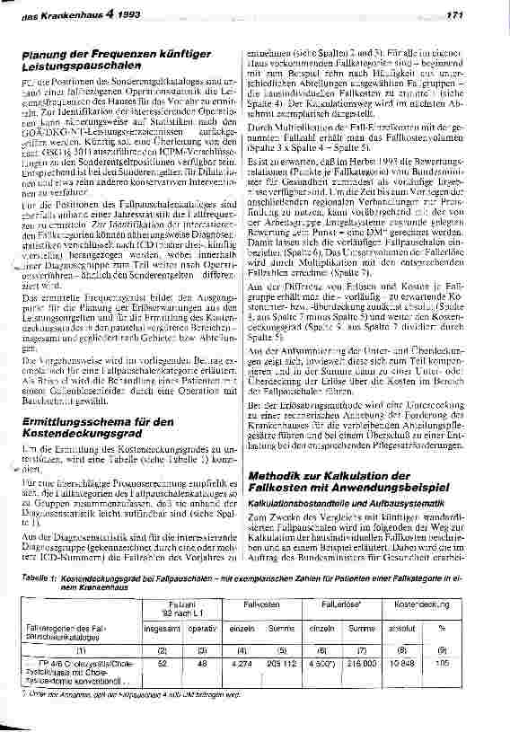 Vorschauseite 2: Methodik zur Kalkulation hausindividueller Fallkosten für den Vergleich mit standardisierten Fallpauschalen