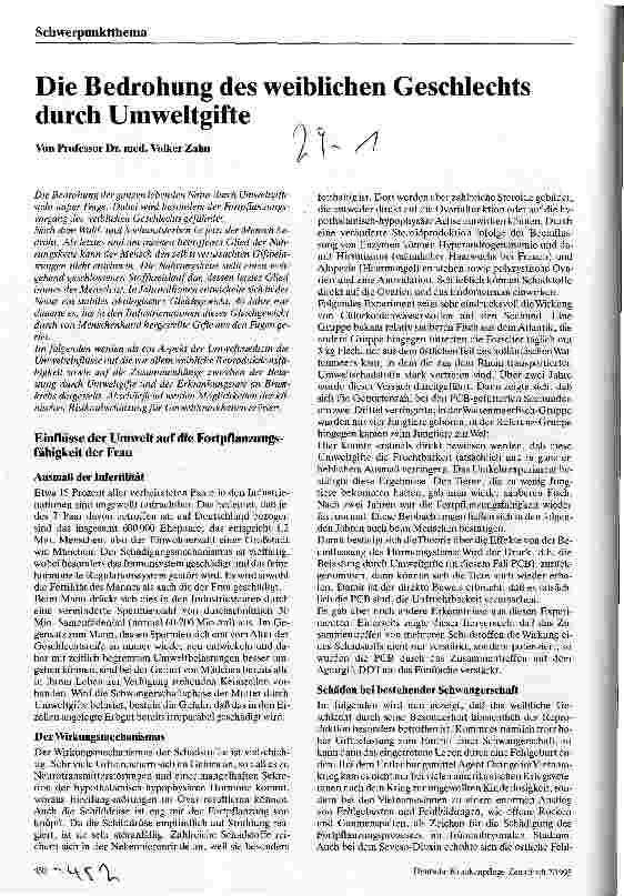 Vorschauseite 1: Die Bedrohung des weiblichen Geschlechts durch Umweltgifte