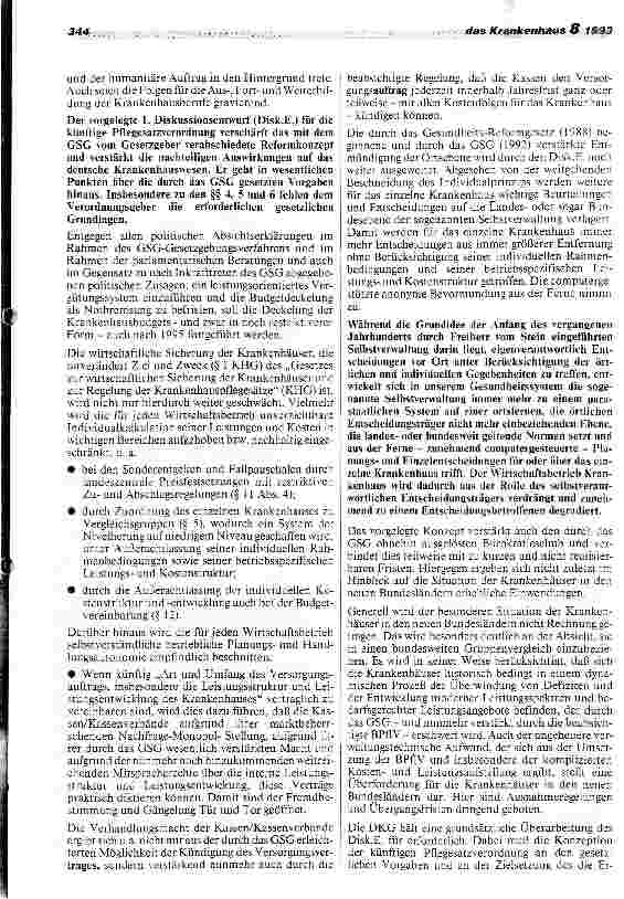 Vorschauseite 2: Entwurf BPflV 1995: DKG fordert grundsätzliche Überarbeitung Fremdbestimmung und Gängelung der Krankenhäuser nicht hinnehmbar