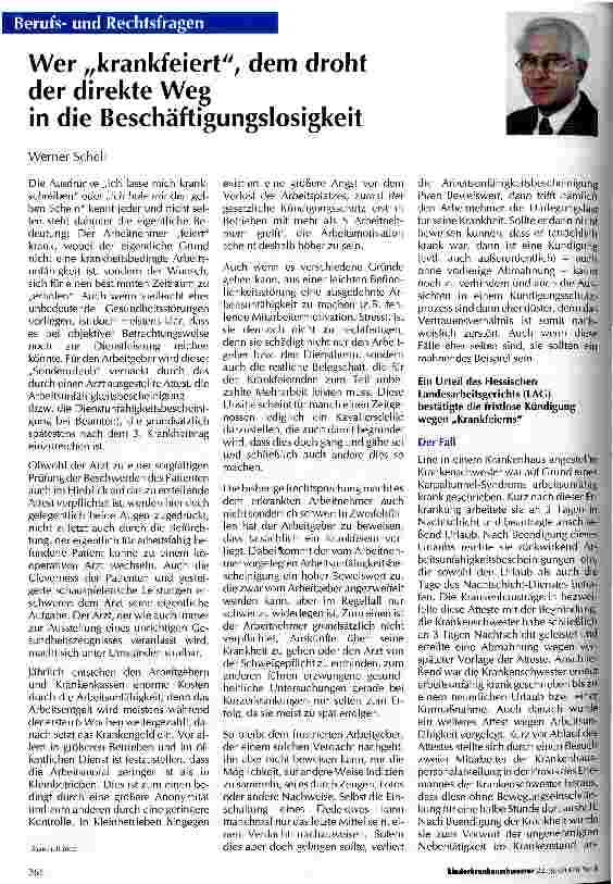 Vorschauseite 1: Wer krankfeiert, dem droht der direkte Weg in die Beschäftigungslosigkeit