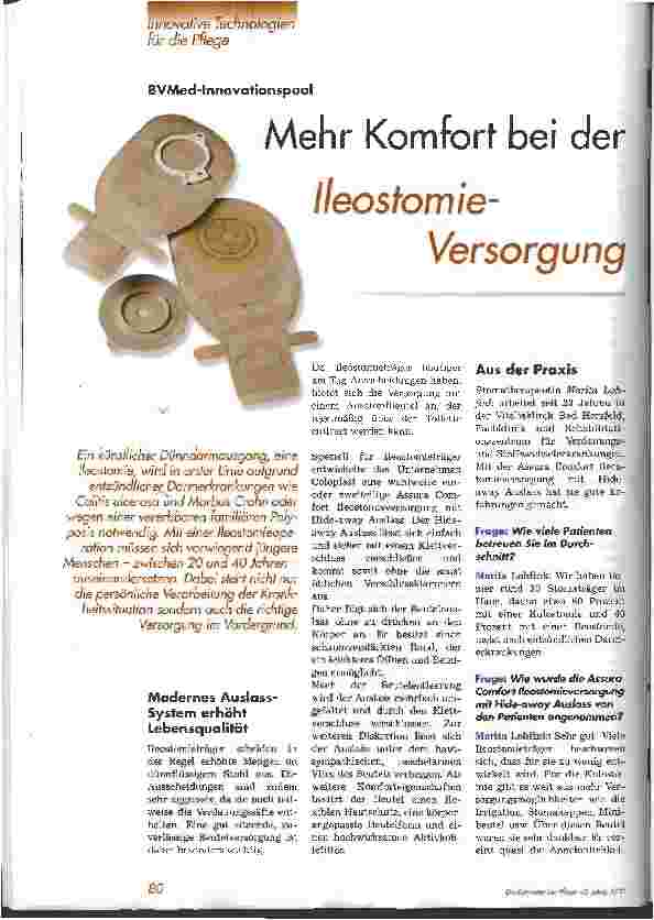 Vorschauseite 1: Mehr Komfort bei der Ileostomie-Versorgung BVMed-Innovationspool