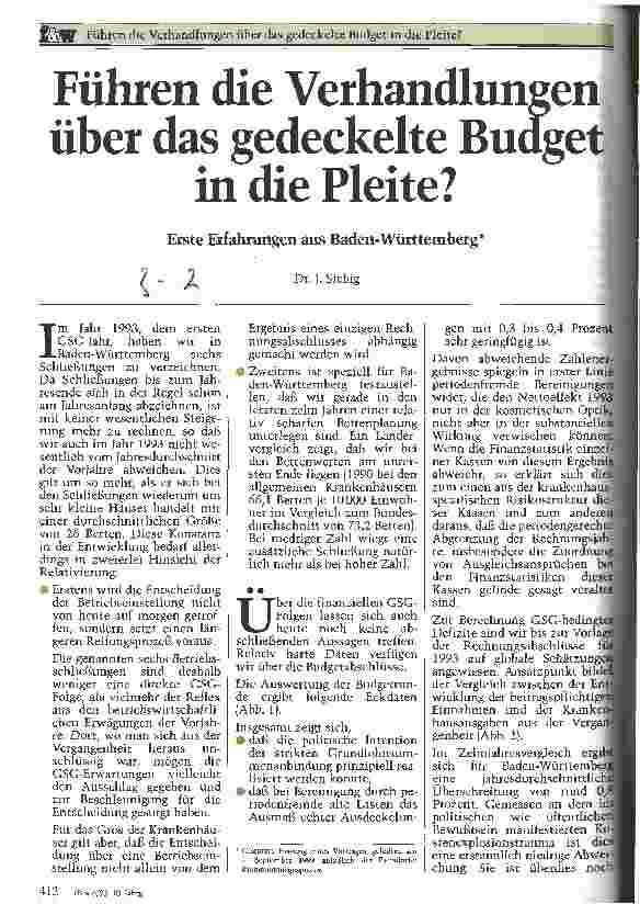 Vorschauseite 1: Führen die Verhandlungen über das gedeckelte Budget in die Pleite? Erste Erfahrungen aus Baden-Württemberg