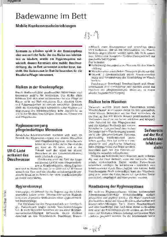 Vorschauseite 1: Badewanne im Bett Mobile Krankenwascheinrichtungen