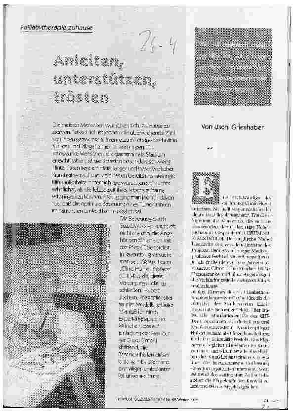 Vorschauseite 1: Anleiten, unterstützen, trösten Palliativtherpie zu Hause