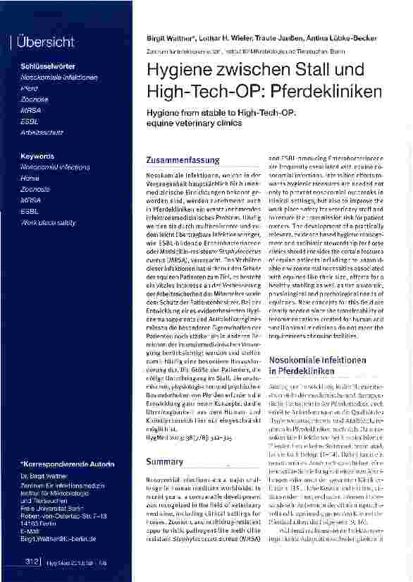Vorschauseite 1: Hygiene zwischen Stall und High-Tech-OP: Pferdekliniken