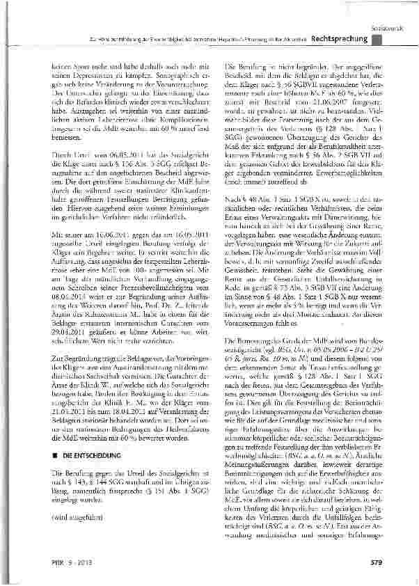 Vorschauseite 3: Zur Höhe der anerkannter Hepatitis-C-Erkrankung als Berufskrankheit